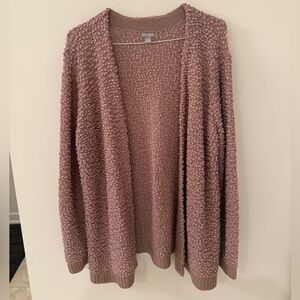 Falls Creek Mauve Popcorn Knit Open-Front Cardigan
